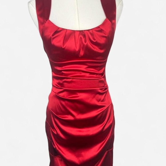 Dresses & Skirts - Red Satin Y2K Ruched Party Dress